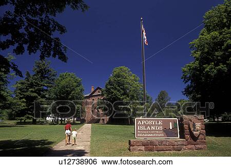 Stock Photograph -  Apostle Islands, Wisconsin, National Lakeshore Headquarters and Visitor Center at Apostle Islands National Lakeshore in Bayfield in the state of Wisconsin . Fotosearch