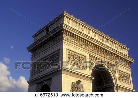 Stock Image -  Arc de Triomphe, Paris, France, Europe, The Arc de Triomphe (Triumph) stands majestically above the Place Charles de Gaulle Etoile.. Fotosearch