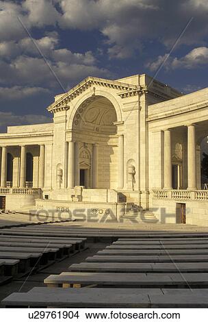 Arlington, Memorial Amphitheater, National Cemetery, Virginia, Memorial Amphitheater a white marble structure at Arlington Nat'l Cemetery in Arlington in the state of Virginia. View Large Photo Image Picture - Arlington, Memorial Amphitheater, National Cemetery, Virginia, Memorial Amphitheater a white marble structure at Arlington Nat'l Cemetery in Arlington in the state of Virginia.. Fotosearch