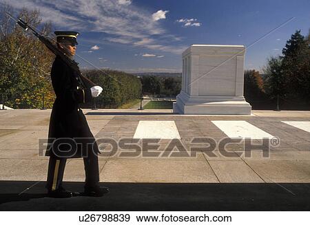 Arlington, Virginia, National Cemetery, Sentry guarding the Tomb of the Unknowns at Arlington National Cemetery. View Large Photo Image Stock Photo - Arlington, Virginia, National Cemetery, Sentry guarding the Tomb of the Unknowns at Arlington National Cemetery.. Fotosearch