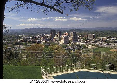 Asheville, North Carolina, Aerial view of the skyline of downtown Asheville in the state of North Carolina View Large Photo Image Stock Image - Asheville, North Carolina, Aerial view of the skyline of downtown Asheville in the state of North Carolina . Fotosearch