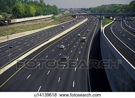 Stock Photo -  Atlanta, interstate, expressway, road, Georgia, View of Interstate 85 from Peachtree Road in Atlanta.. Fotosearch