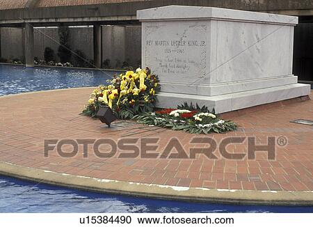Stock Image -  Atlanta, Martin Luther King Jr. National Historic Site, Georgia, The crypt of Martin Luther King Jr. at the Martin Luther King Jr. Center for Non-violent Social Change in Atlanta the capital city in the state of Georgia.. Fotosearch