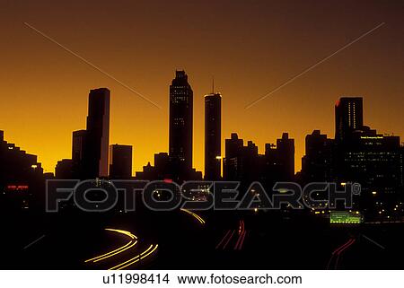 Atlanta, skyline, Georgia, sunset, Downtown skyline of Atlanta at sunset. View Large Photo Image Picture - Atlanta, skyline, Georgia, sunset, Downtown skyline of Atlanta at sunset.. Fotosearch