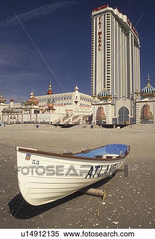 Atlantic City, casino, beach, New Jersey, Atlantic Ocean, Life boat on the beach in front of the Taj Mahal Casino Hotel in Atlantic City in the state of New Jersey. View Large Photo Image Stock Photography - Atlantic City, casino, beach, New Jersey, Atlantic Ocean, Life boat on the beach in front of the Taj Mahal Casino Hotel in Atlantic City in the state of New Jersey. . Fotosearch