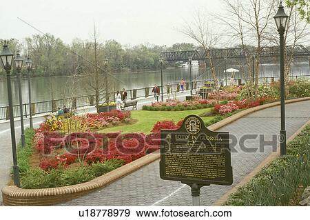 Augusta Georgia Colorful Spring Flowers Along The Savannah River And Riverwalk In Augusta In The State Of Georgia Stock Photo U Fotosearch