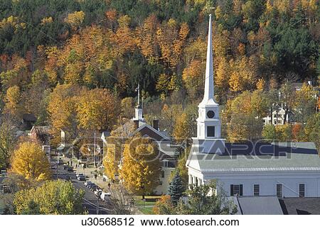 autumn, resort, village, Stowe, church, Vermont, Scenic view of Route 100 through Stowe Village in the fall in the state of Vermont. View Large Photo Image Stock Image - autumn, resort, village, Stowe, church, Vermont, Scenic view of Route 100 through Stowe Village in the fall in the state of Vermont. . Fotosearch
