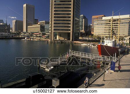 Stock Photo -  Baltimore, harbor, Maryland, skyline, Scenic view of Baltimore's Inner Harbor and the downtown skyline.. Fotosearch