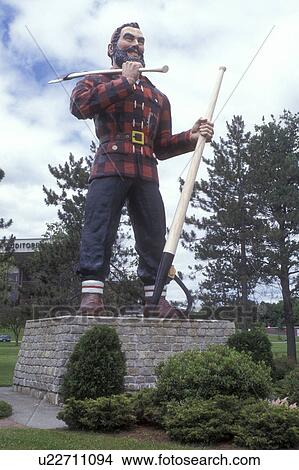 Bangor, Paul bunyan, Maine, The giant statue of Paul Bunyan carrying his big axe stands erect in a park in Bangor. View Large Photo Image Picture - Bangor, Paul bunyan, Maine, The giant statue of Paul Bunyan carrying his big axe stands erect in a park in Bangor.. Fotosearch