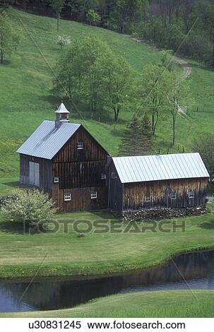 barn, farm, Vermont, VT, Scenic view of the brown barn on Sleepy Hollow Farm in Pomfret in the spring. View Large Photo Image Stock Photography - barn, farm, Vermont, VT, Scenic view of the brown barn on Sleepy Hollow Farm in Pomfret in the spring.. Fotosearch