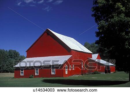 barn, New York, Adirondacks, A bright red barn and farmhouse with a gray roof in Wells in the Adirondack Park. View Large Photo Image Stock Image - barn, New York, Adirondacks, A bright red barn and farmhouse with a gray roof in Wells in the Adirondack Park.. Fotosearch