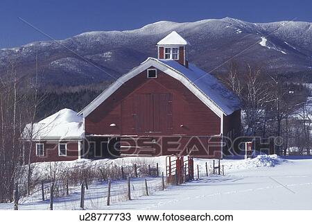 barn, Vermont, VT, Mad River, Scenic view of red barn in Warren in the Mad River Valley in winter with the snow-covered Green Mountains and Sugarbush Ski Area in the background in winter. View Large Photo Image Stock Image - barn, Vermont, VT, Mad River, Scenic view of red barn in Warren in the Mad River Valley in winter with the snow-covered Green Mountains and Sugarbush Ski Area in the background in winter.. Fotosearch