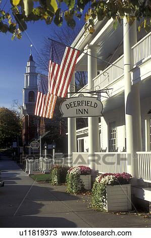 Stock Image -  Beerfield, Massachusetts, The Deerfield Inn in Historic Deerfield . Fotosearch