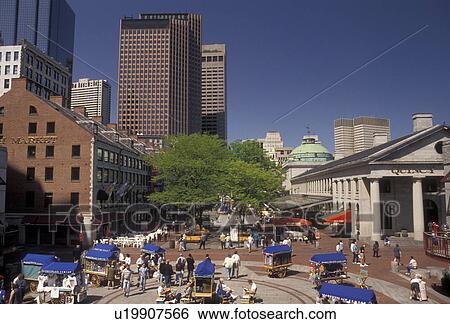 Boston, Marketplace, outdoor market, Quincey Market, Massachusetts, Vendors at Faneuil Hall Marketplace in downtown Boston in the state of Massachusetts. View Large Photo Image Stock Photograph - Boston, Marketplace, outdoor market, Quincey Market, Massachusetts, Vendors at Faneuil Hall Marketplace in downtown Boston in the state of Massachusetts. . Fotosearch