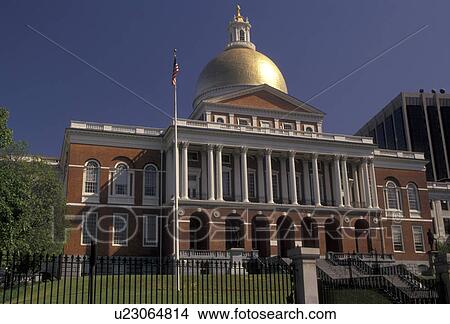 Picture -  Boston, State House, State Capitol, Massachusetts, The State House in the capital city of Boston in the state of Massachusetts. . Fotosearch