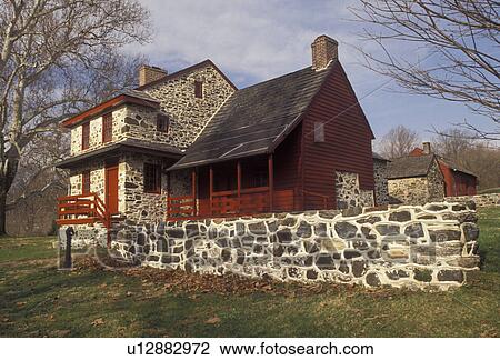 Stock Image -  Brandywine Valley, Pennsylvania, Lafayette's Quarters at Brandywine Battlefield Park in Chadds Ford in the state of Pennsylvania . Fotosearch