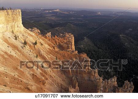 Stock Photo -  Bryce Canyon, Bryce Canyon National Park, Paunsaugunt Plateau, Utah, Looking out at the spectacular view of the canyon and plateau from Yovimpa Point in Bryce Canyon Nat'l Park in the state of Utah.. Fotosearch