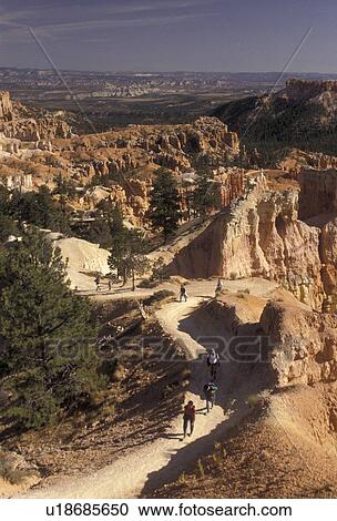 Stock Image -  Bryce Canyon, Bryce, hike, Bryce Canyon National Park, Utah, Hiking on a scenic ridge in Bryce Canyon Nat'l Park in the state of Utah.. Fotosearch
