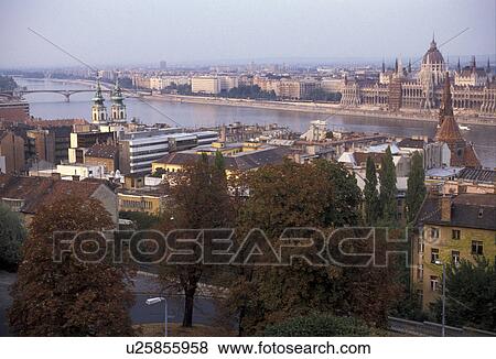 Budapest, Hungary, Danube, Europe, Scenic aerial view of the Danube (Donau) River and the capital city of Budapest. View Large Photo Image Stock Photo - Budapest, Hungary, Danube, Europe, Scenic aerial view of the Danube (Donau) River and the capital city of Budapest.. Fotosearch