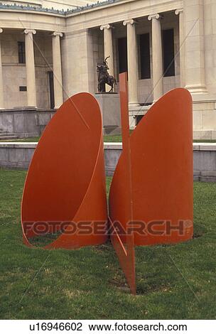 Buffalo, New York, A red sculpture outside the Albright-Knox Art Gallery a Greek Revival building in Buffalo in the state of New York View Large Photo Image Stock Image - Buffalo, New York, A red sculpture outside the Albright-Knox Art Gallery a Greek Revival building in Buffalo in the state of New York . Fotosearch