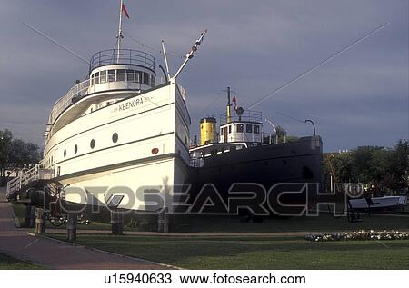 Stock Image -  Canada, Manitoba, Selkirk, Boats are exhibited at the Maritime Museum of Manitoba in Selkirk.. Fotosearch