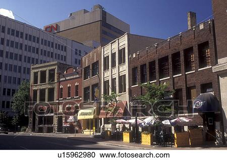 Stock Image -  Canada, Manitoba, Winnipeg, Historic buildings in the Exchange District on McDermot Street in downtown Winnipeg. . Fotosearch