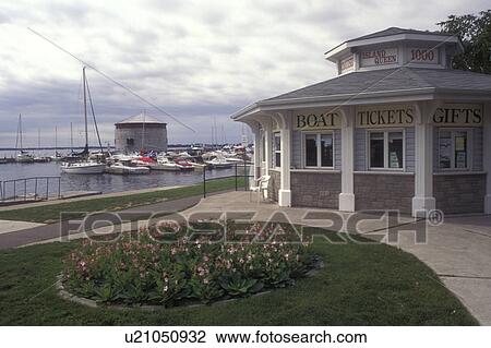 Canada, Ontario, Kingston, Ticket office on the waterfront on St. Lawrence River in Kingston. View Large Photo Image Stock Image - Canada, Ontario, Kingston, Ticket office on the waterfront on St. Lawrence River in Kingston.. Fotosearch