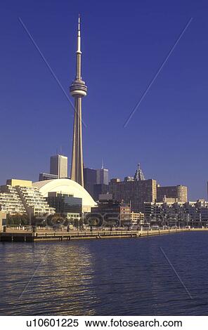 Canada, Ontario, Toronto, Skyline of downtown Toronto and CN Tower from the waters of Lake Ontario. View Large Photo Image Stock Photography - Canada, Ontario, Toronto, Skyline of downtown Toronto and CN Tower from the waters of Lake Ontario.. Fotosearch