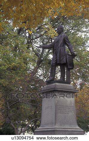 Canada, Quebec, A monument of Sir Georges-Etienne Cartier stands in Parc Montmorency in Old Quebec City in the fall., View Large Photo Image Picture - Canada, Quebec, A monument of Sir Georges-Etienne Cartier stands in Parc Montmorency in Old Quebec City in the fall., . Fotosearch