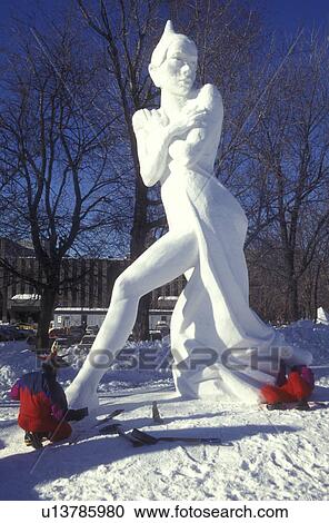 Canada, Quebec, carnaval, People working on snow sculpture at Place Desjardins during the Winter Carnival in Old Quebec City. View Large Photo Image Stock Image - Canada, Quebec, carnaval, People working on snow sculpture at Place Desjardins during the Winter Carnival in Old Quebec City. . Fotosearch