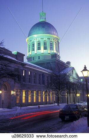 Canada, Quebec, Montreal, Bonsecours Market on Rue Saint-Paul in Old Montreal illuminated at night. View Large Photo Image Stock Image - Canada, Quebec, Montreal, Bonsecours Market on Rue Saint-Paul in Old Montreal illuminated at night.. Fotosearch