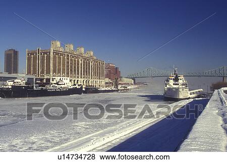 Canada, Quebec, Montreal, Frozen Bassin de l'Horloge in the Old Port of Montreal in winter. St. Lawrence River. View Large Photo Image Stock Photo - Canada, Quebec, Montreal, Frozen Bassin de l'Horloge in the Old Port of Montreal in winter. St. Lawrence River.. Fotosearch