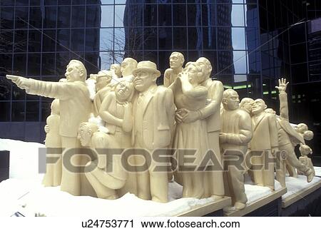 Canada, Quebec, Montreal, Illuminated Crowd sculpture at Banque Nationale de Paris in downtown Montreal. View Large Photo Image Stock Image - Canada, Quebec, Montreal, Illuminated Crowd sculpture at Banque Nationale de Paris in downtown Montreal.. Fotosearch