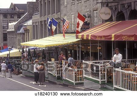 Canada Quebec Montreal  Outdoor  cafes  along Place 
