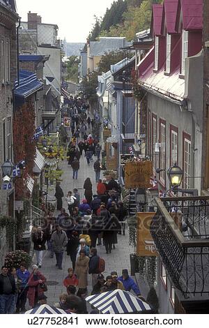 Canada, Quebec, People walking along the Rue Petit-Champlain of Quebec City., View Large Photo Image Stock Image - Canada, Quebec, People walking along the Rue Petit-Champlain of Quebec City., . Fotosearch