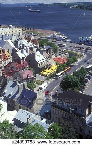 Canada, Quebec, Quebec City, Aerial view of Vieux Port along the St. Lawrence River (Fleuve Saint-Laurent) in Quebec City. View Large Photo Image Stock Image - Canada, Quebec, Quebec City, Aerial view of Vieux Port along the St. Lawrence River (Fleuve Saint-Laurent) in Quebec City.. Fotosearch