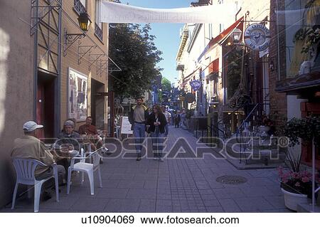 Canada, Quebec, Quebec City, Couples sitting at a cafe on the Rue Petit-Champlain in Quebec City. View Large Photo Image Stock Photo - Canada, Quebec, Quebec City, Couples sitting at a cafe on the Rue Petit-Champlain in Quebec City.. Fotosearch
