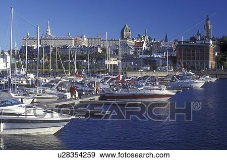 Stock Photo -  Canada, Quebec, Quebec City from the marina at Vieux Port on the St. Lawrence River (Fleuve Saint-Laurent) . Fotosearch