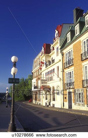 Canada, Quebec, Quebec City, Hotels along Rue des Carrieres in Old Quebec City. View Large Photo Image Stock Photograph - Canada, Quebec, Quebec City, Hotels along Rue des Carrieres in Old Quebec City.. Fotosearch