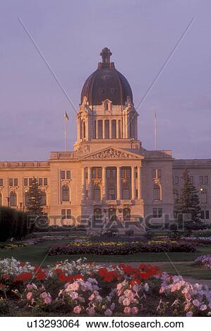 Picture -  Canada, Saskatchewan, Regina, The Legislative Building (Capitol) at [sunrise, sunset] in Regina.. Fotosearch