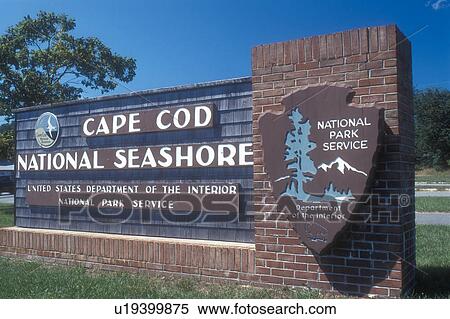 Stock Photography -  Cape Cod, Cape Cod National Seashore, Massachusetts, Cape Cod National Seashore entrance sign in Cape Cod, Massachusetts.. Fotosearch