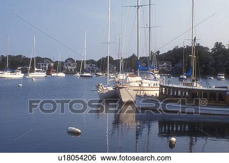 Cape Cod, Massachusetts, Boats buoyed at marina at Woods Hole, Massachusetts. View Large Photo Image Stock Photograph - Cape Cod, Massachusetts, Boats buoyed at marina at Woods Hole, Massachusetts.. Fotosearch