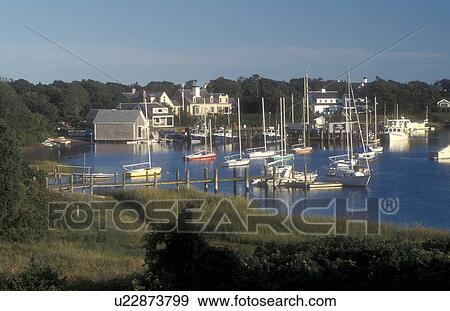 Cape Cod, Massachusetts, Scenic view of boats at Harwich Port marina in Harwich, Massachusetts. View Large Photo Image Stock Photo - Cape Cod, Massachusetts, Scenic view of boats at Harwich Port marina in Harwich, Massachusetts. . Fotosearch