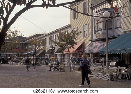 Cape May, New Jersey, People walking on a pedestrian street in Cape May in the state of New Jersey., View Large Photo Image Stock Photo - Cape May, New Jersey, People walking on a pedestrian street in Cape May in the state of New Jersey., . Fotosearch