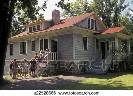 Stock Photograph -  Charles Lindbergh, Minnesota, Charles Lindbergh boyhood home at the Charles A. Lindbergh House State Historic Site in Little Falls in the state of Minnesota . Fotosearch
