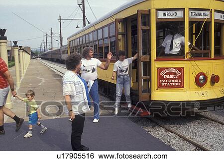 Stock Photograph -  Chattanooga, trolley, Tennessee, Passenger trolley at Chattanooga Choo Choo and Terminal Station in Chattanooga in the state of Tennessee.. Fotosearch