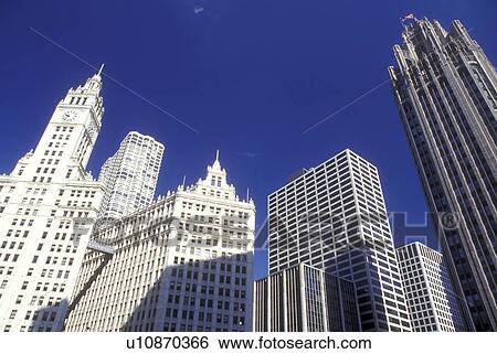 Stock Photograph -  Chicago, Illinois, Skyline of downtown Chicago., . Fotosearch