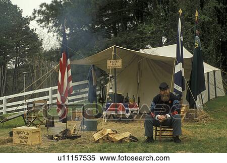 Stock Photography -  Civil War Reenactment, Stone Mountain, Atlanta, Stone Mountain Park, Georgia, Encampment at the Civil War Reenactment during the Antebellum Jubilee in Georgia's Stone Mountain Park near Atlanta in the state of Georgia.. Fotosearch