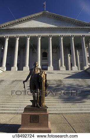 Picture -  Columbia, State Capitol, State House, South Carolina, Replica of Houdon's Statue of George Washington in front of The State House Building in the capital city of Columbia in the state of South Carolina.. Fotosearch