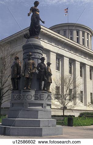 Stock Image -  Columbus, State Capitol, State House, Ohio, Statue of Christopher Columbus on the grounds of the State Capitol Building in the capital city of Columbus in the state of Ohio. . Fotosearch